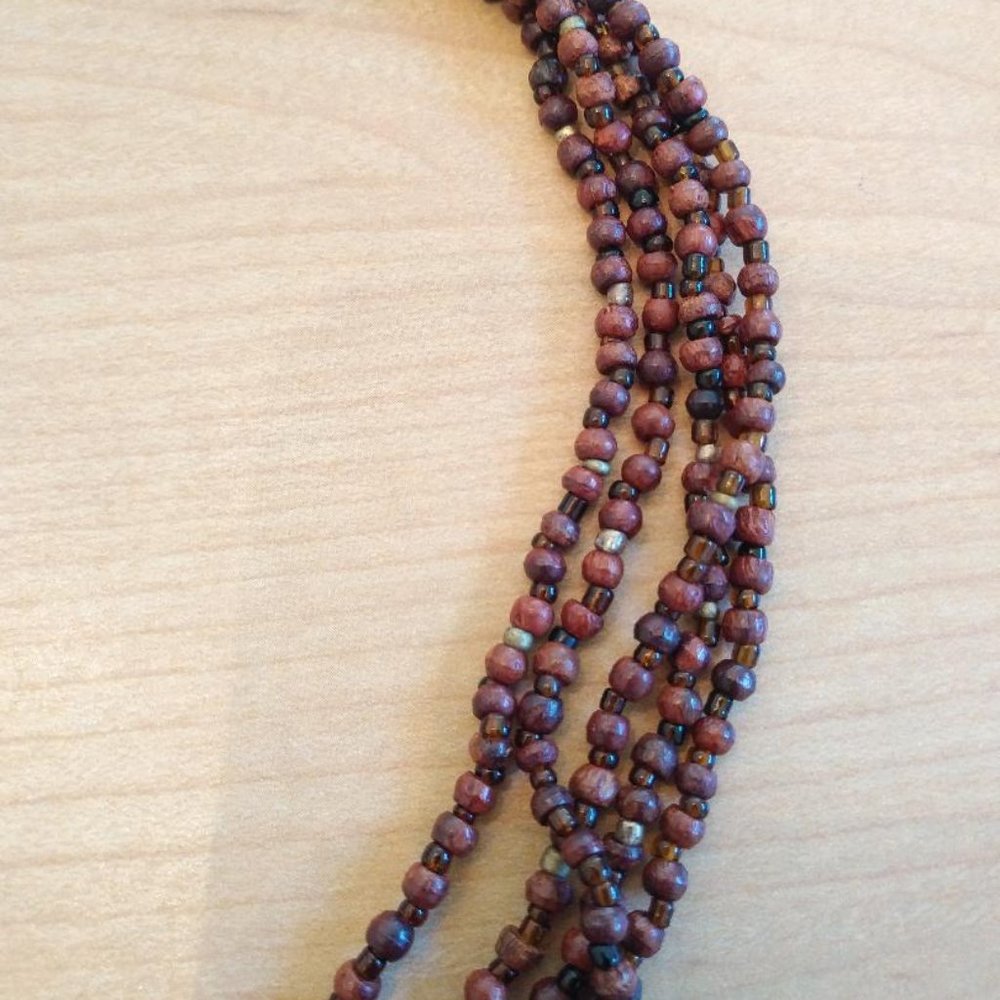 Vintage Boho Large Puffy Wood Heart with Bead Necklace - Picture 4 of 5